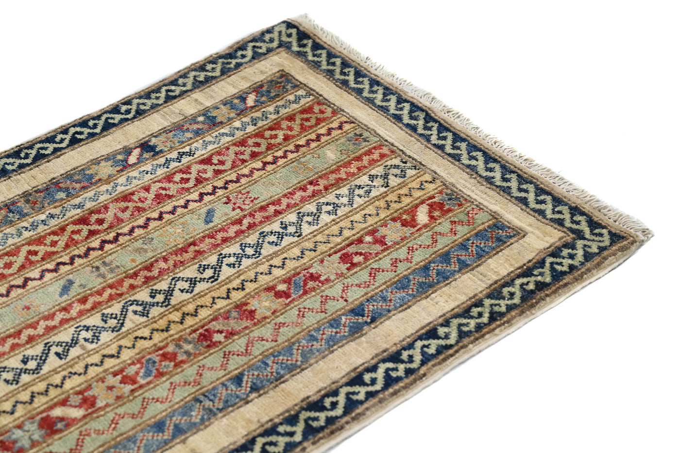 Khorjin Afghan Rug – Linen Rhythm