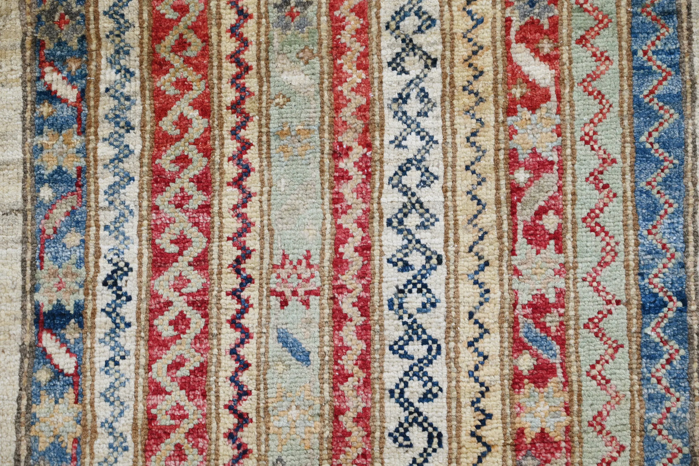 Khorjin Afghan Rug – Linen Rhythm