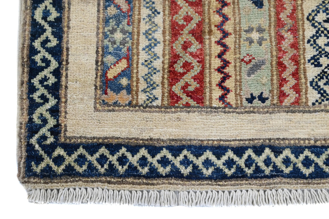Khorjin Afghan Rug – Linen Rhythm