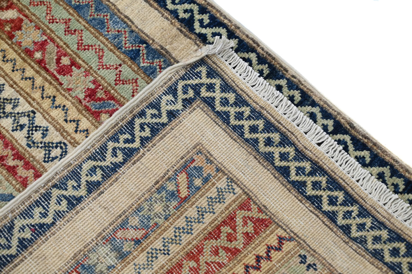 Khorjin Afghan Rug – Linen Rhythm