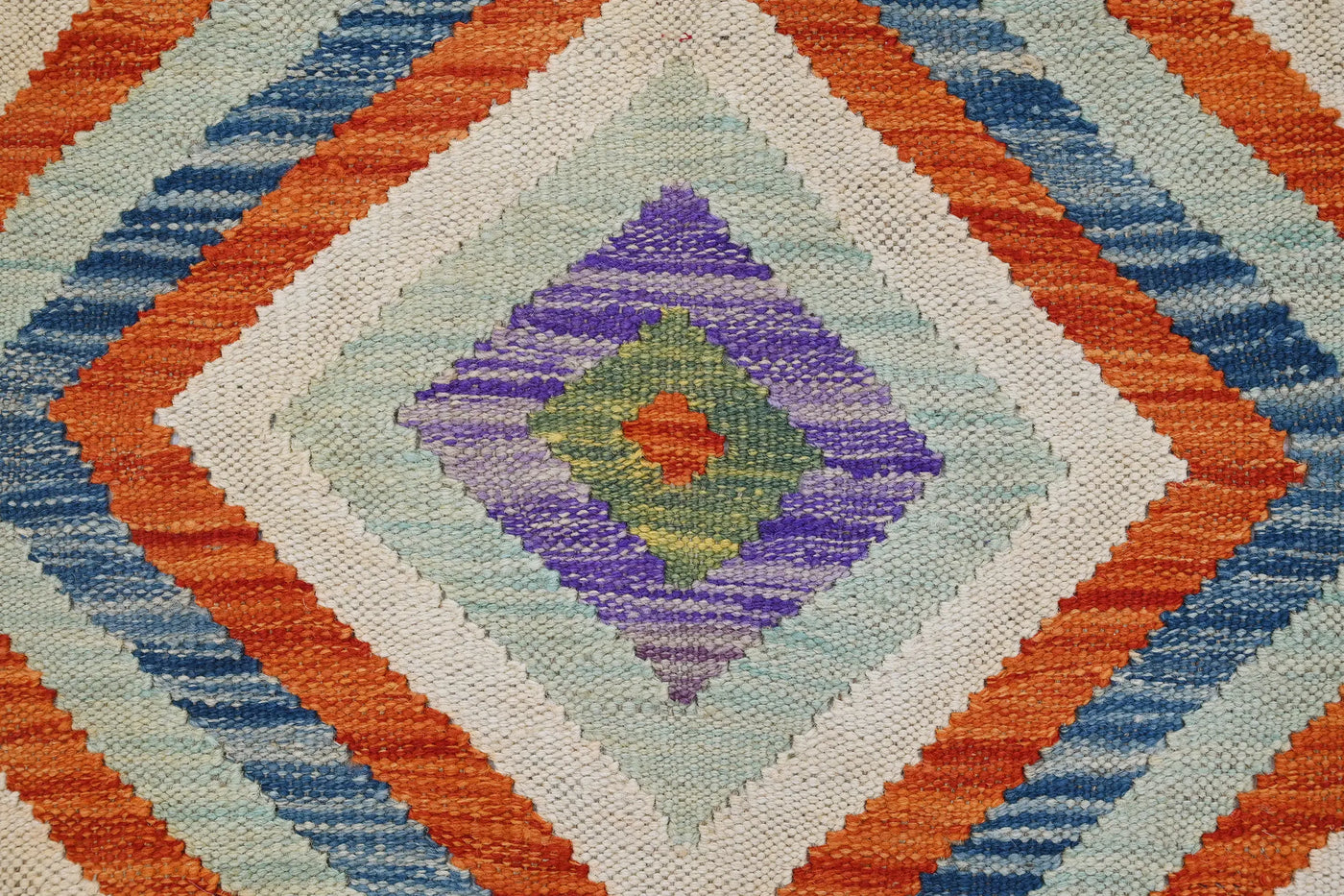 Kilim Afghan Runner Rug – Persimmon Rhythm