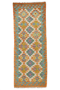 Hand-woven Afghan Kilim Rug, 74 x 193 cm