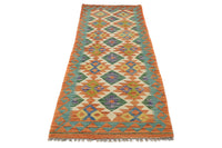 Hand-woven Afghan Kilim Rug, 74 x 193 cm