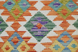Hand-woven Afghan Kilim Rug, 74 x 193 cm