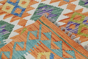 Hand-woven Afghan Kilim Rug, 74 x 193 cm