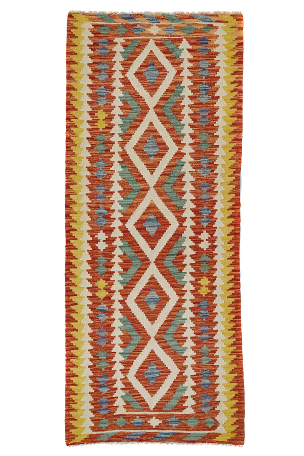 Hand-woven Afghan Kilim Rug, 76 x 190 cm