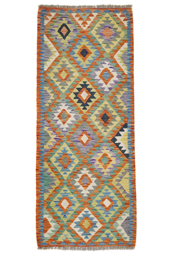 Hand-woven Afghan Kilim Rug, 78 x 187 cm