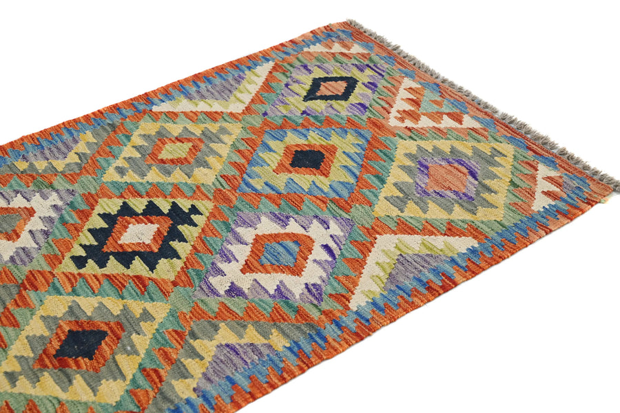 Hand-woven Afghan Kilim Rug, 78 x 187 cm