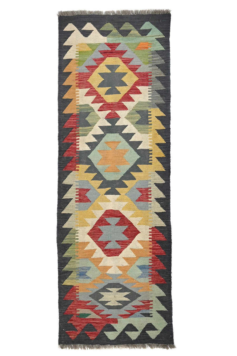 Hand-woven Afghan Kilim Rug, 63 x 190 cm
