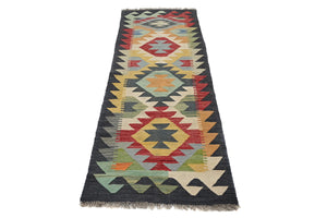 Hand-woven Afghan Kilim Rug, 63 x 190 cm