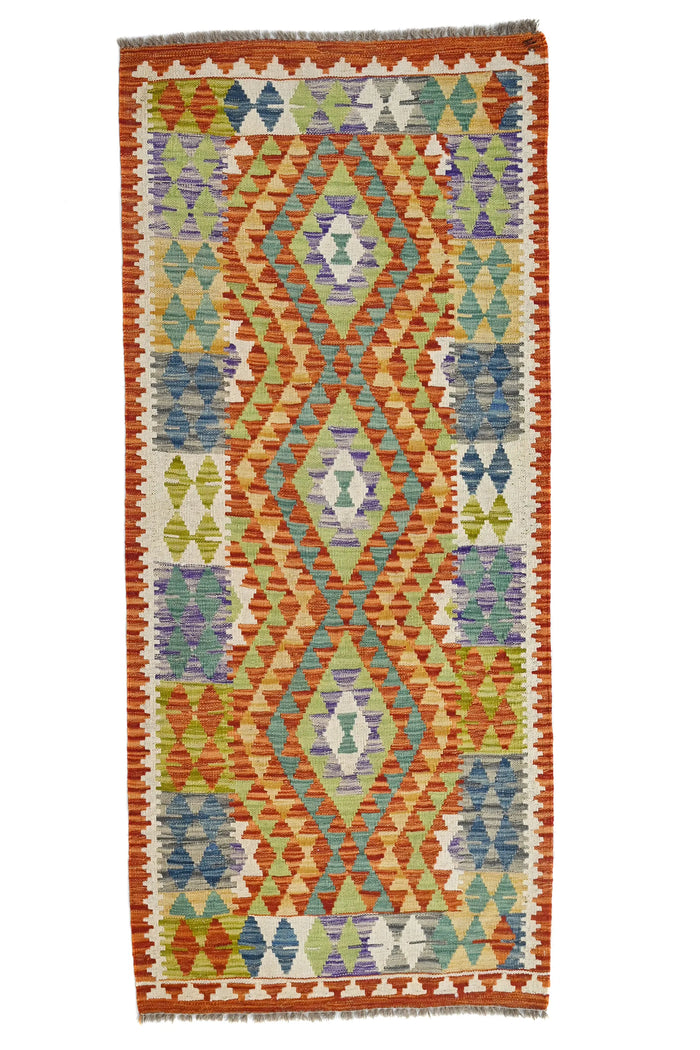 Kilim Afghan Runner Rug – Apricot Cadence