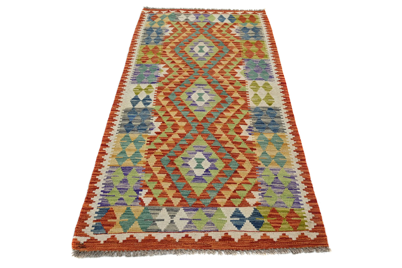 Kilim Afghan Runner Rug – Apricot Cadence