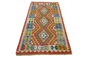 Hand-woven Afghan Kilim Rug, 88 x 198 cm