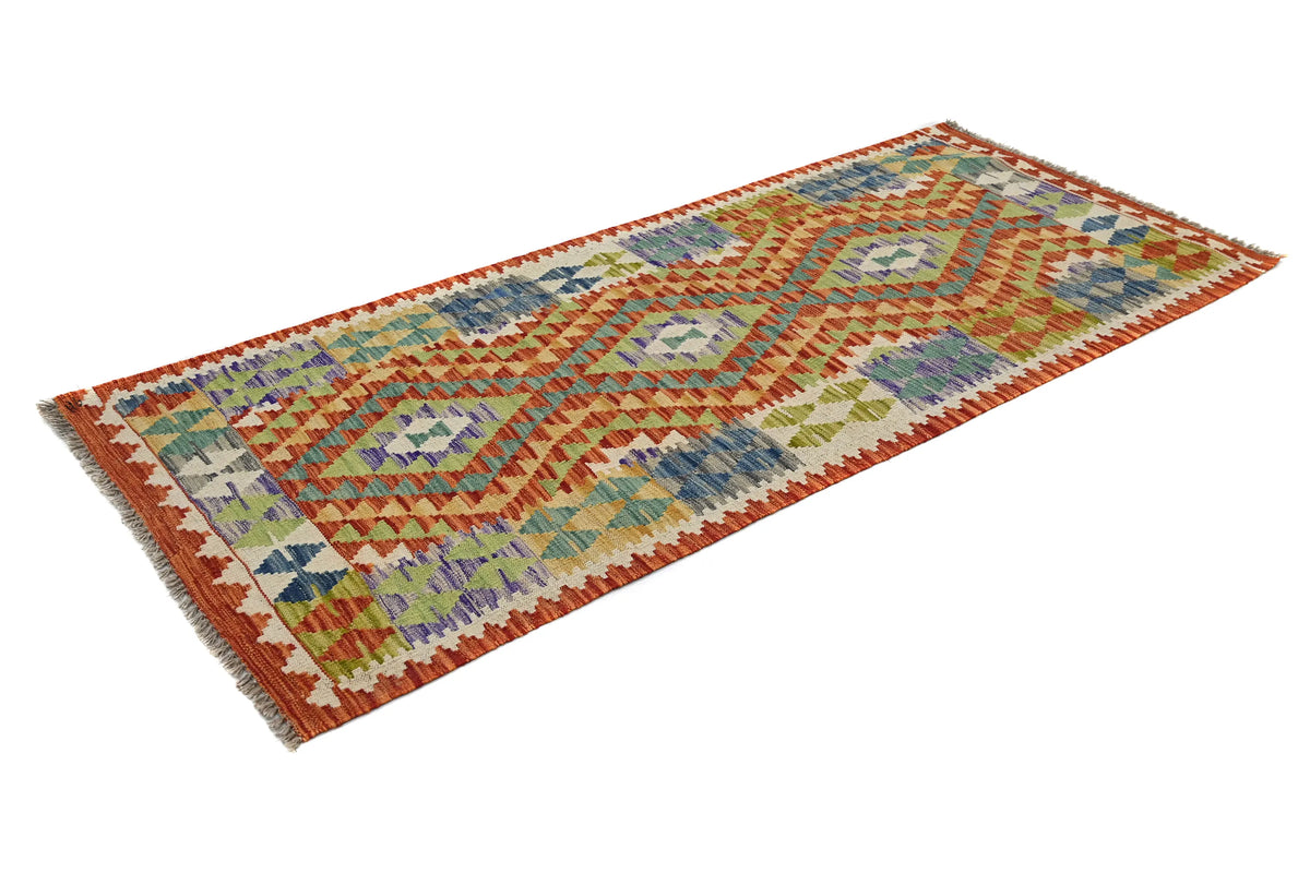 Kilim Afghan Runner Rug – Apricot Cadence