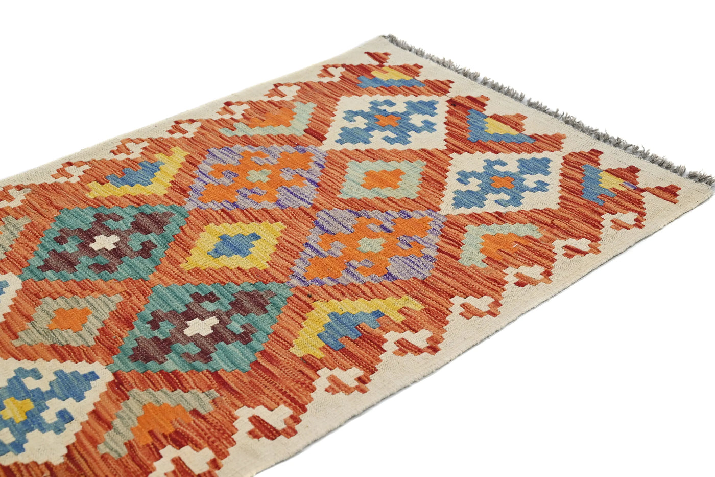Kilim Afghan Rug – Copper Trellis