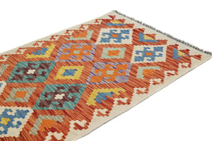 Hand-woven Afghan Kilim Rug, 82 x 205 cm