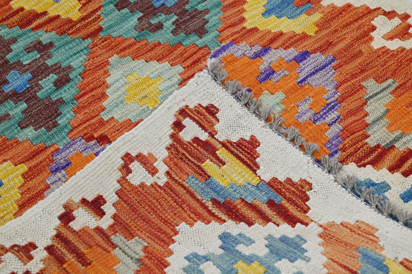 Kilim Afghan Rug – Copper Trellis