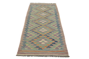 Hand-woven Afghan Kilim Rug, 70 x 160 cm