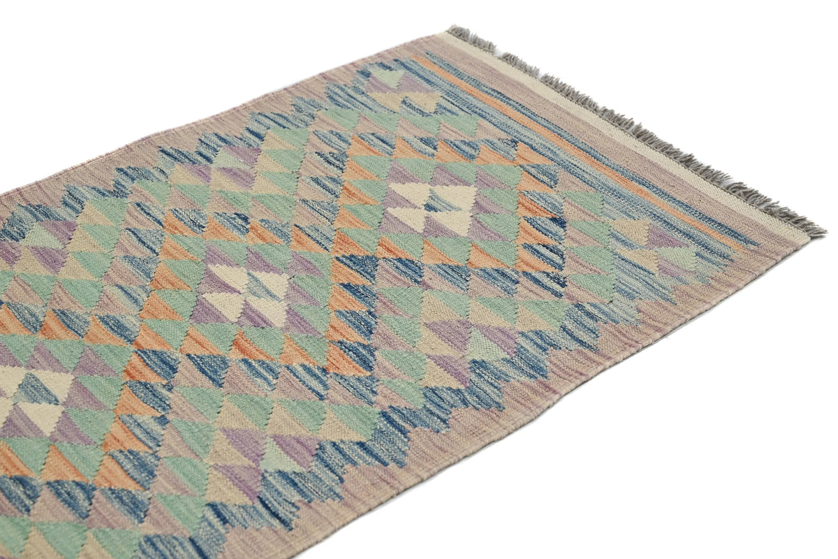 Kilim Afghan Runner Rug – Cobalt Star