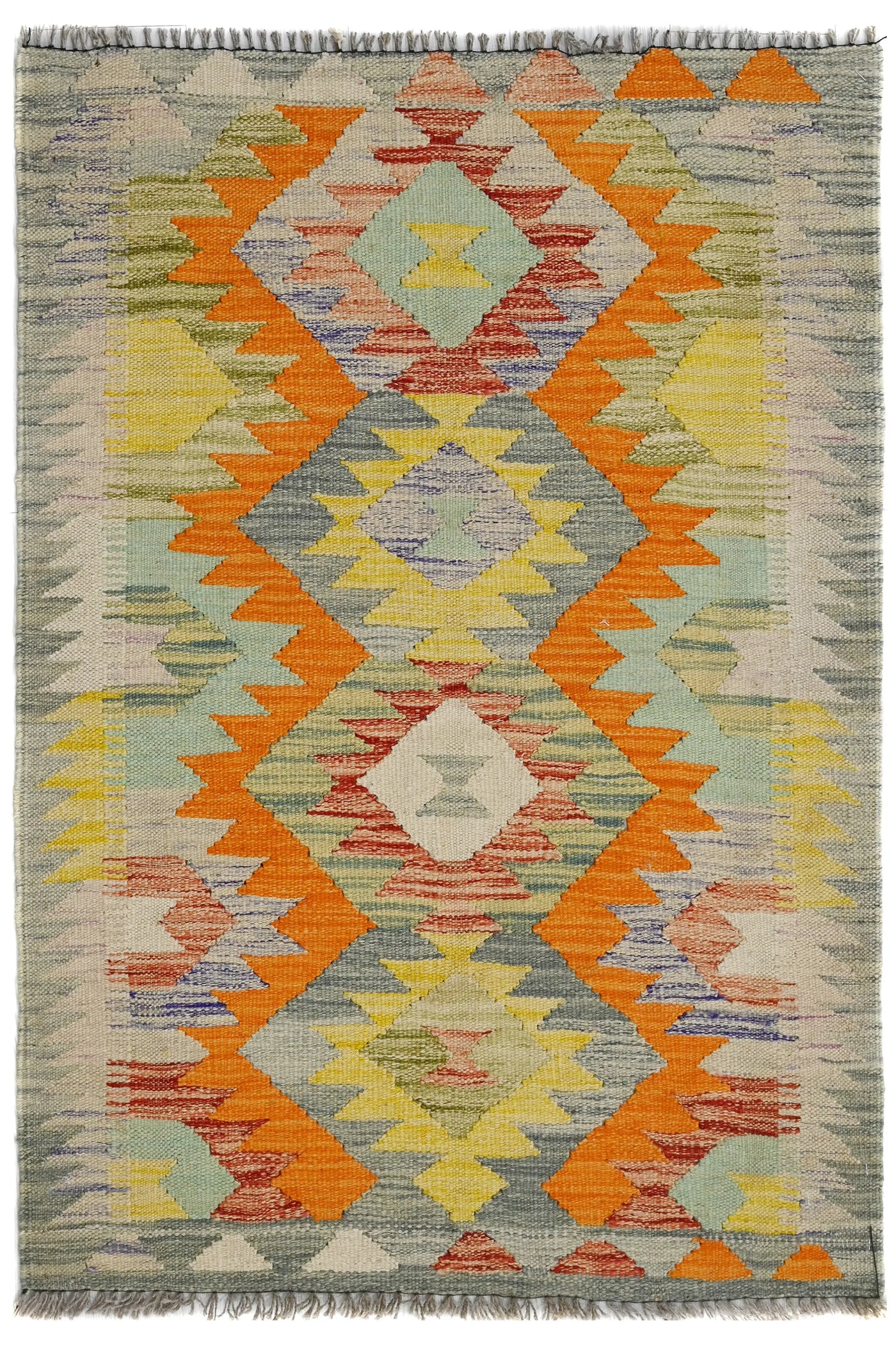 Kilim Afghan Rug – Terracotta Trellis