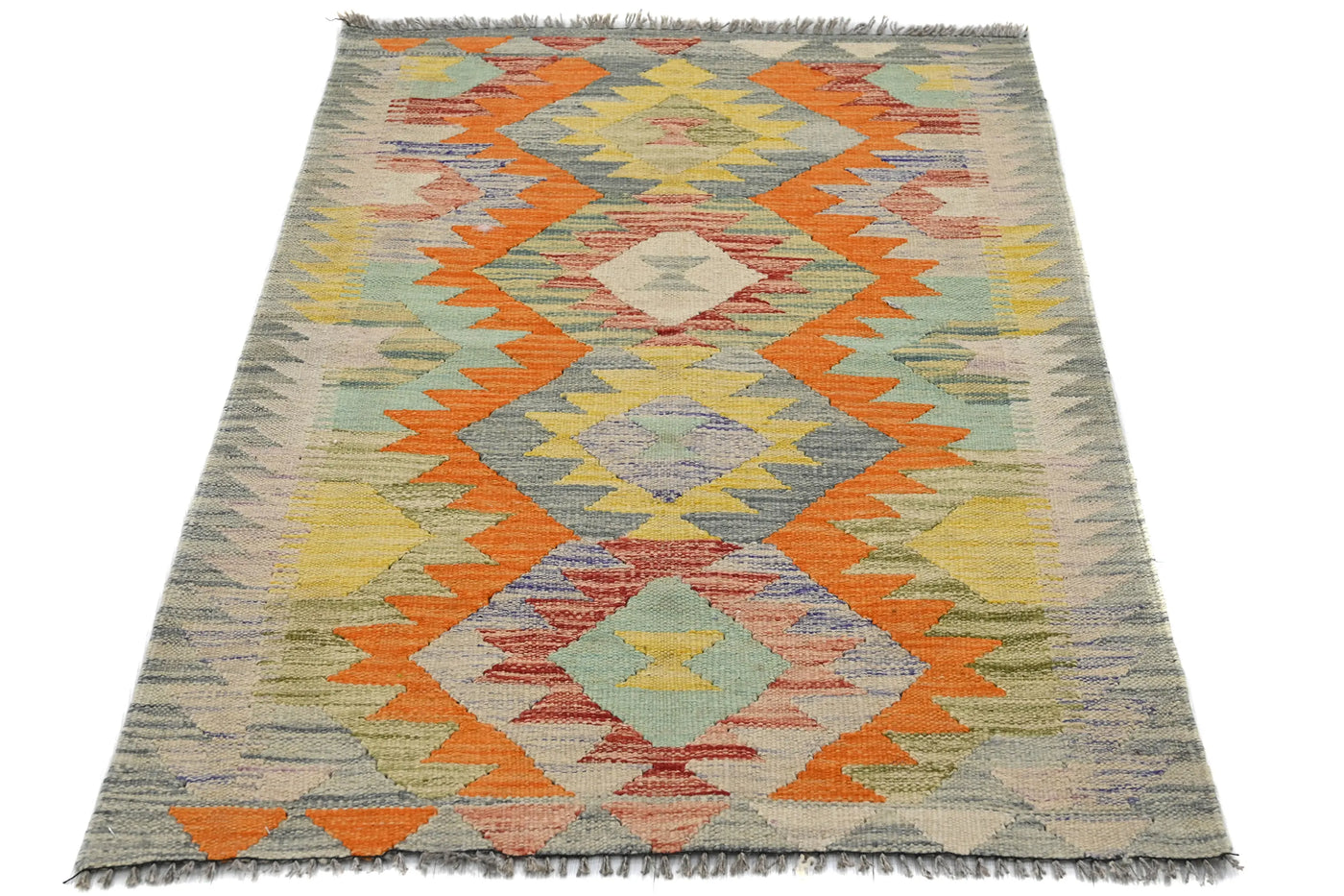 Kilim Afghan Rug – Terracotta Trellis