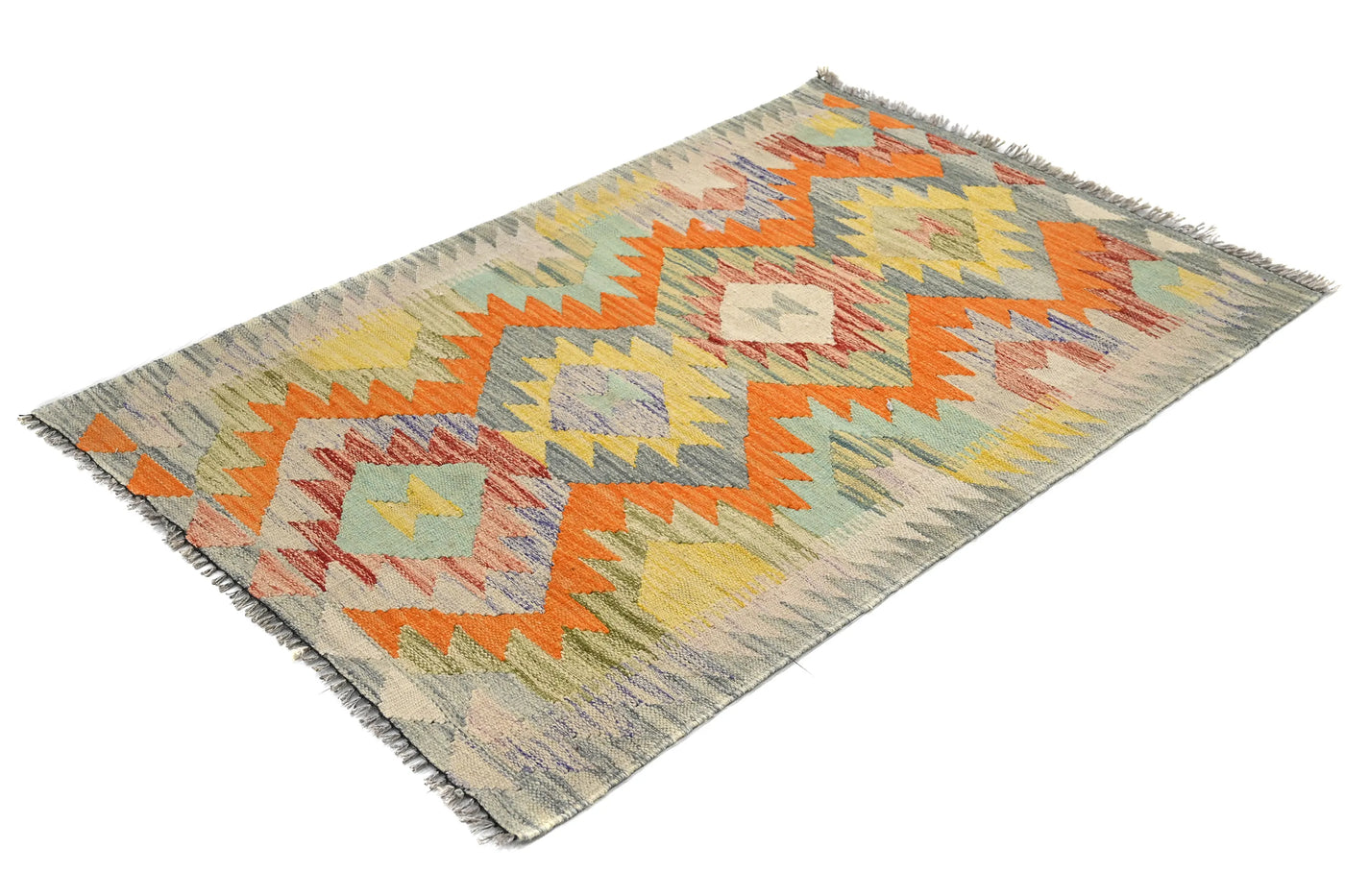 Kilim Afghan Rug – Terracotta Trellis