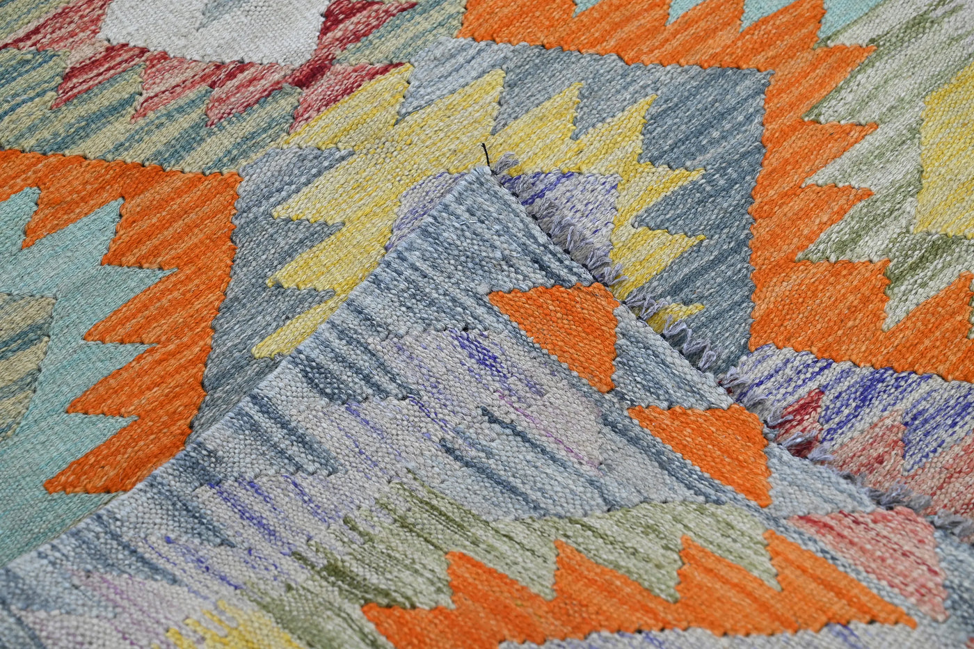 Kilim Afghan Rug – Terracotta Trellis