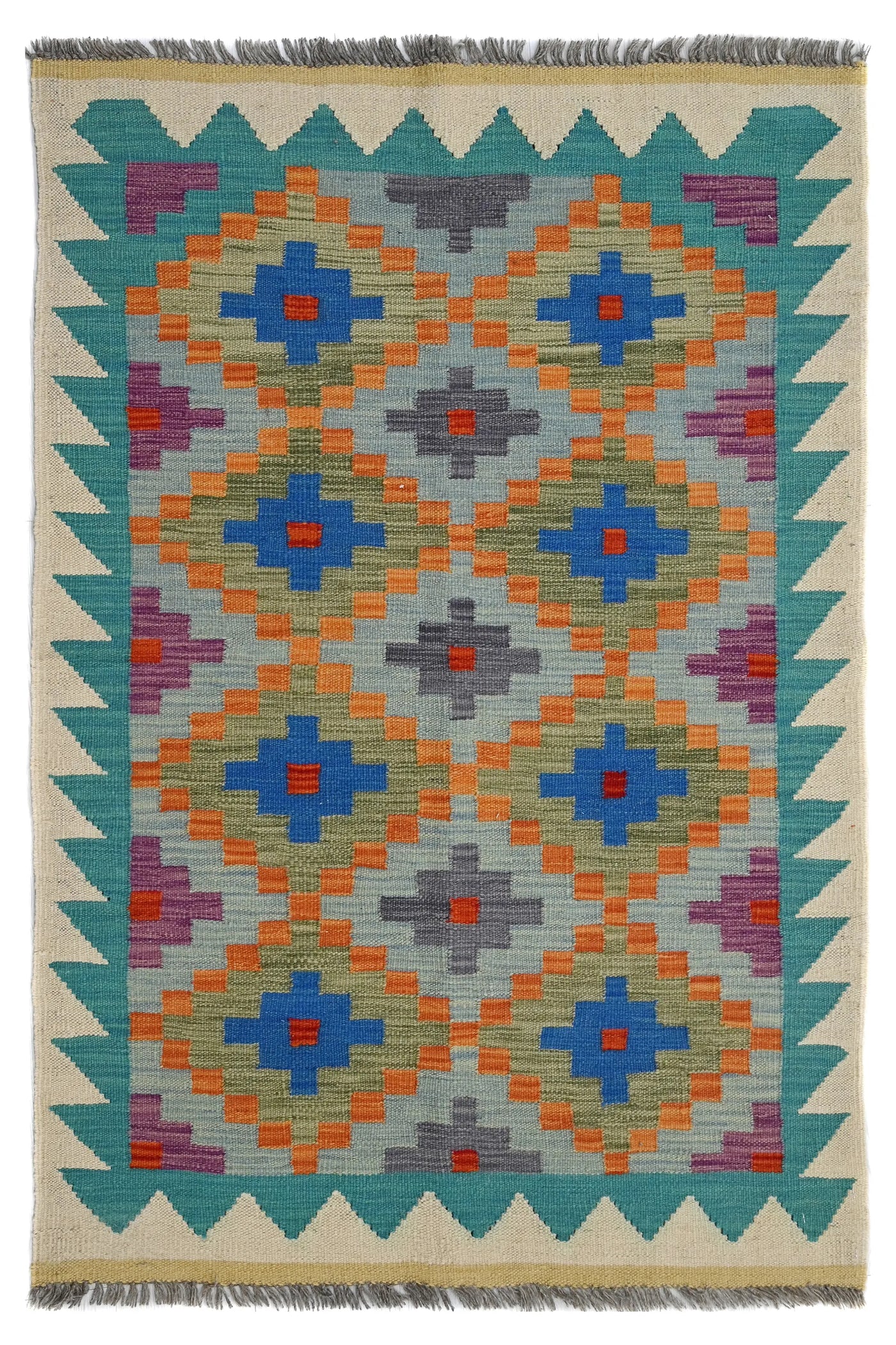 Kilim Afghan Rug – Indigo Crest