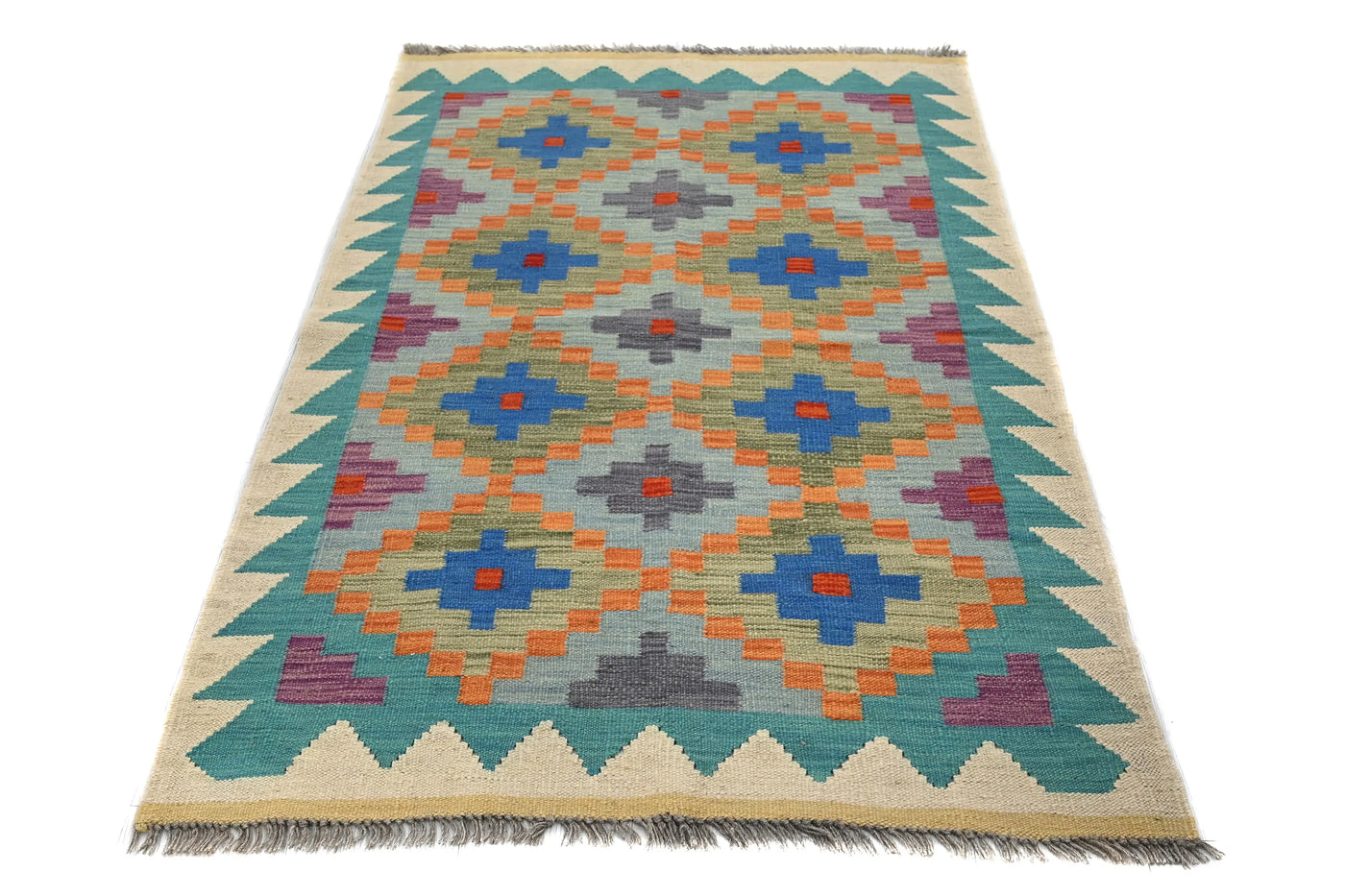 Kilim Afghan Rug – Indigo Crest