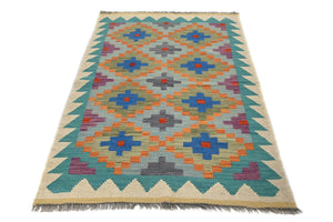 Hand-woven Afghan Kilim Rug, 96 x 145 cm