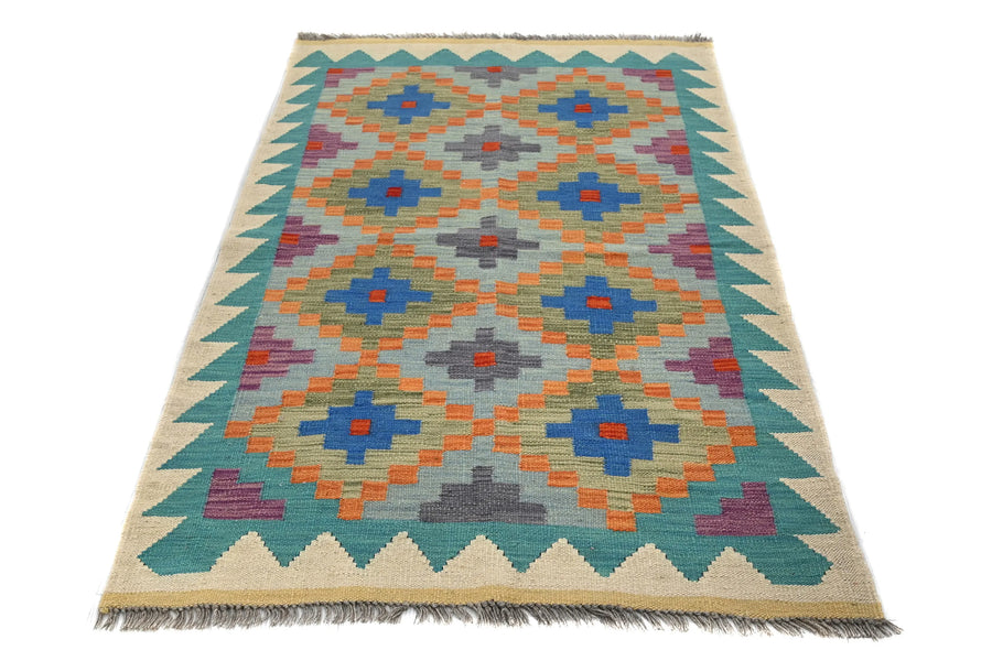 Hand-woven Afghan Kilim Rug, 96 x 145 cm