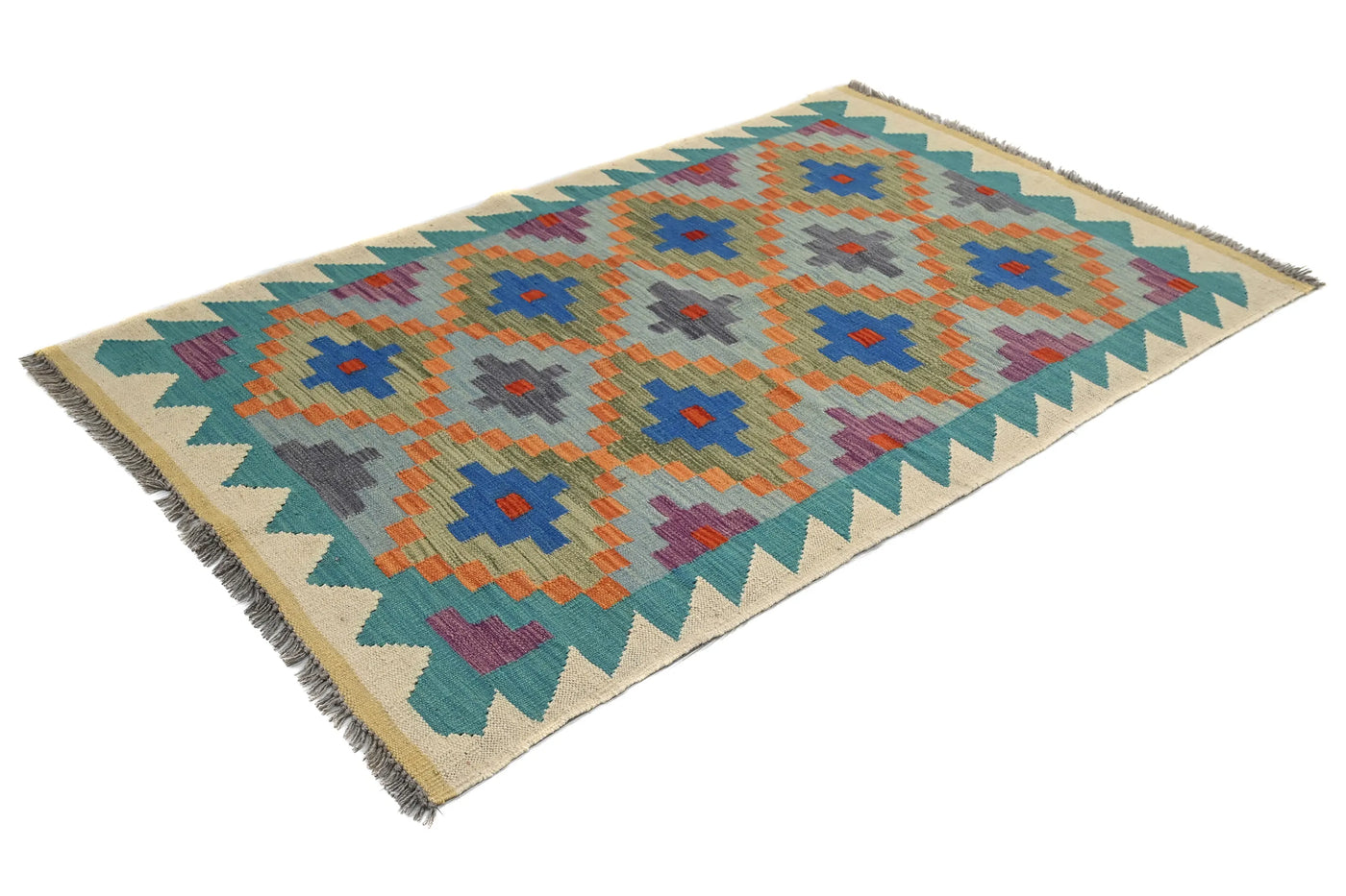Kilim Afghan Rug – Indigo Crest