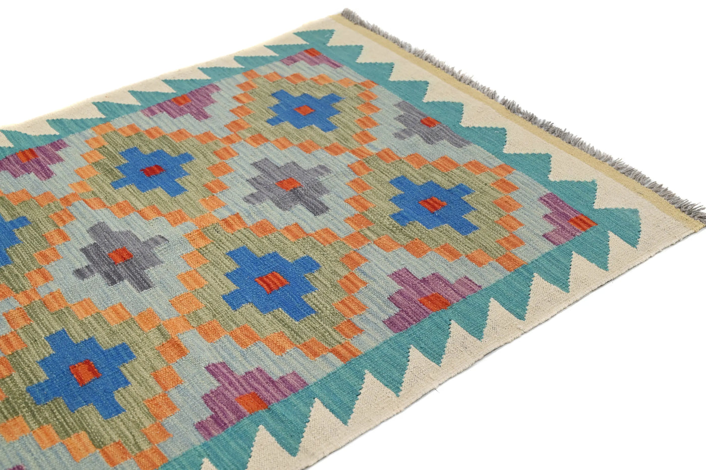 Kilim Afghan Rug – Indigo Crest