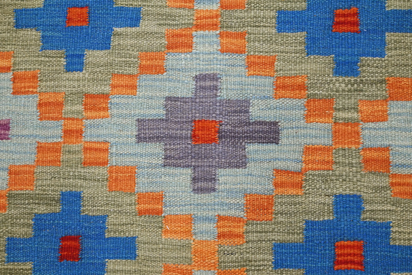 Kilim Afghan Rug – Indigo Crest