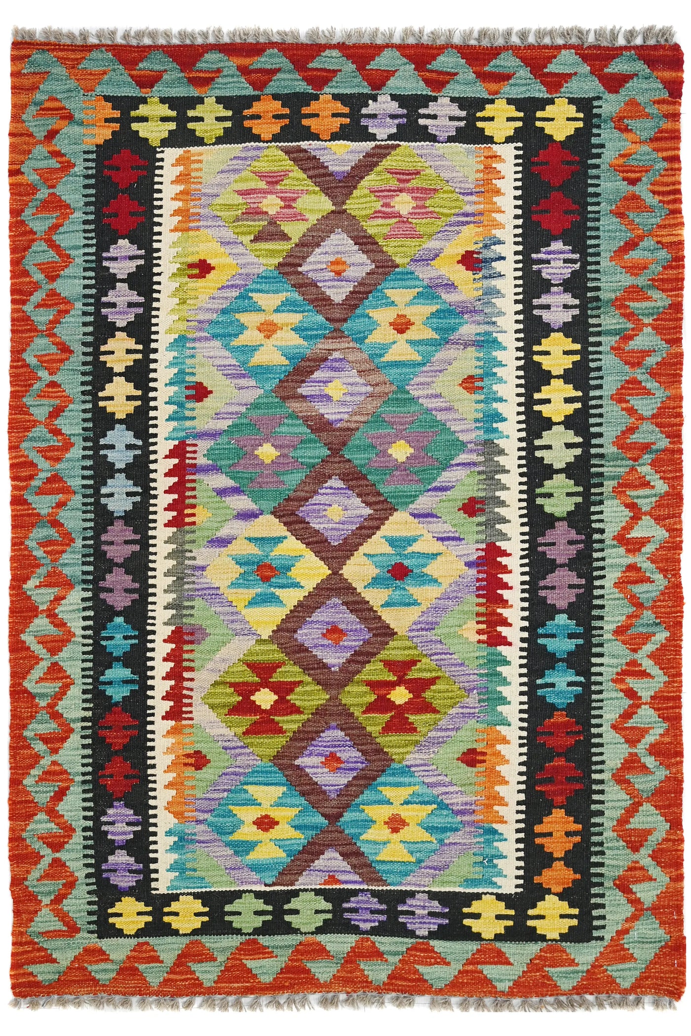 Kilim Afghan Rug – Apricot Prism