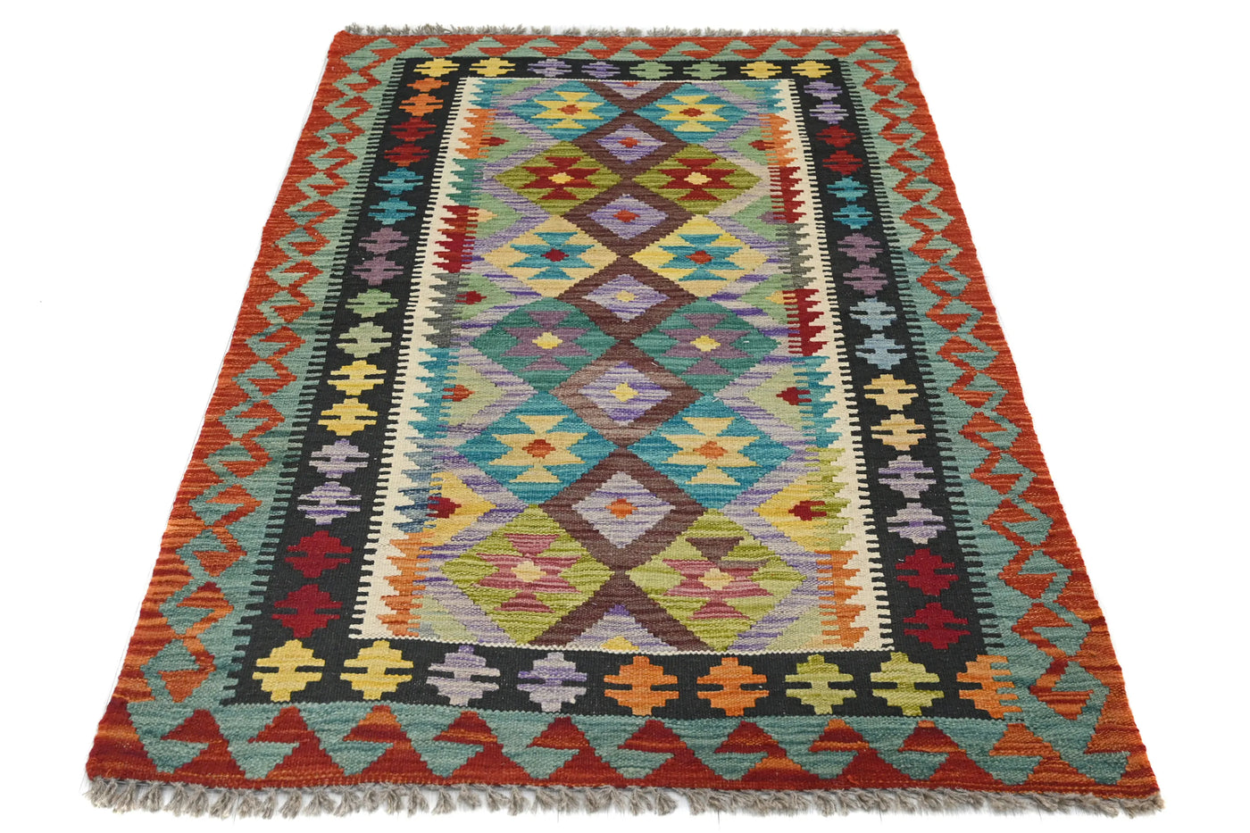 Kilim Afghan Rug – Apricot Prism