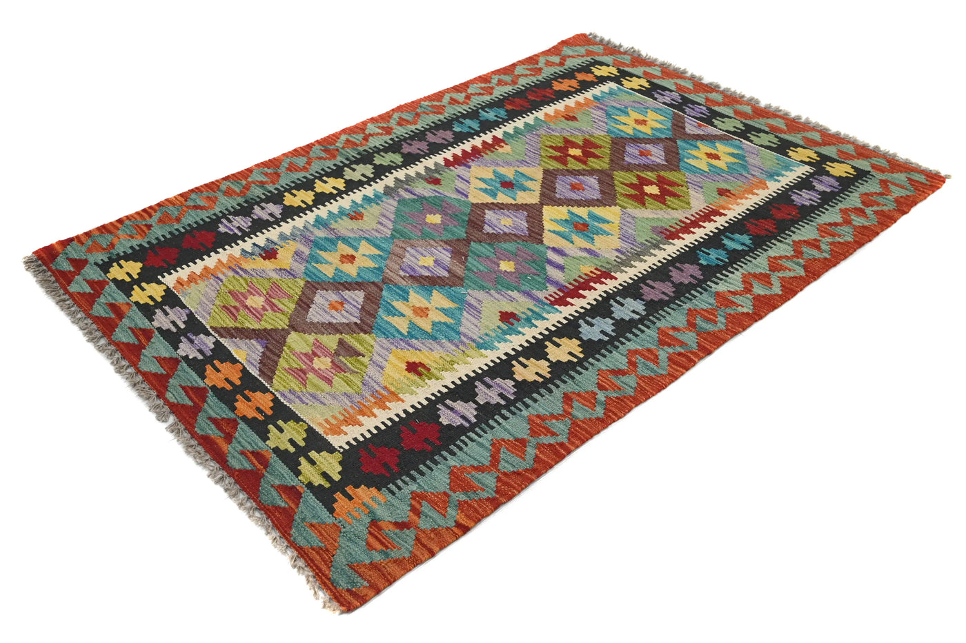 Kilim Afghan Rug – Apricot Prism