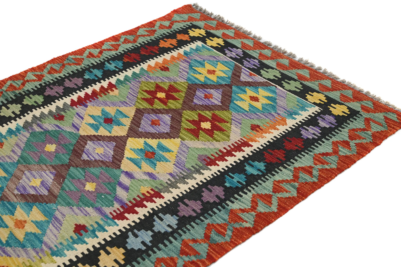 Kilim Afghan Rug – Apricot Prism