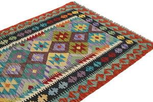 Hand-woven Afghan Kilim Rug, 102 x 148 cm