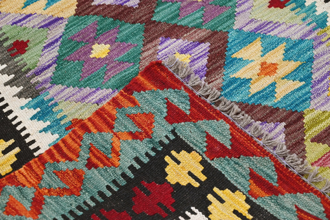 Kilim Afghan Rug – Apricot Prism