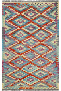 Hand-woven Afghan Kilim Rug, 96 x 152 cm