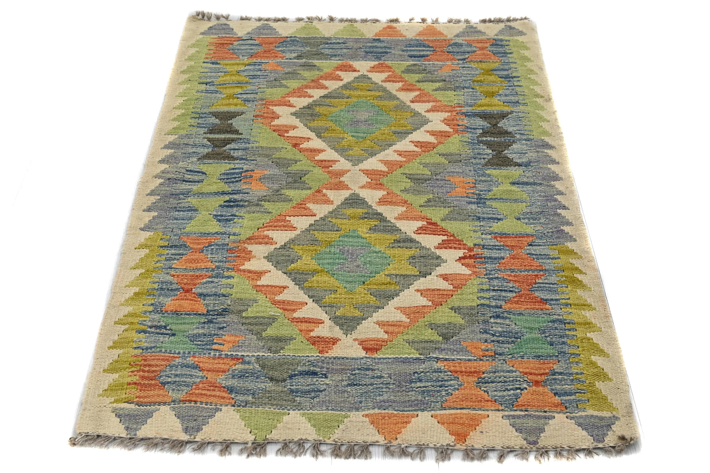 Kilim Afghan Rug – Coral Diamond