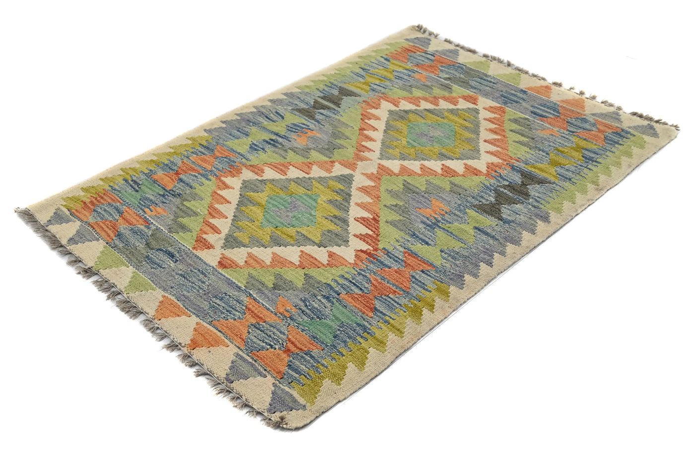 Kilim Afghan Rug – Coral Diamond