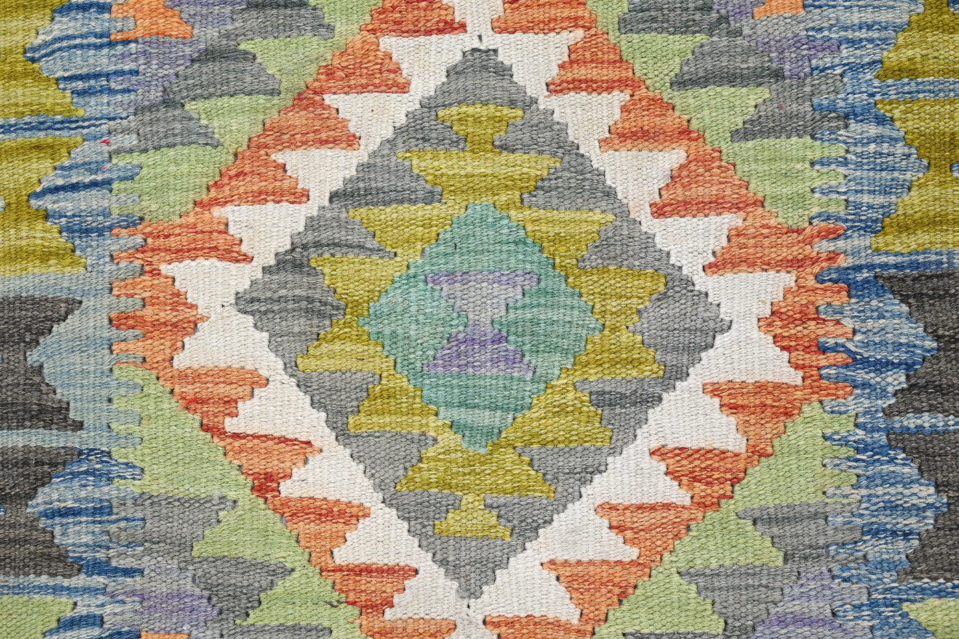 Kilim Afghan Rug – Coral Diamond