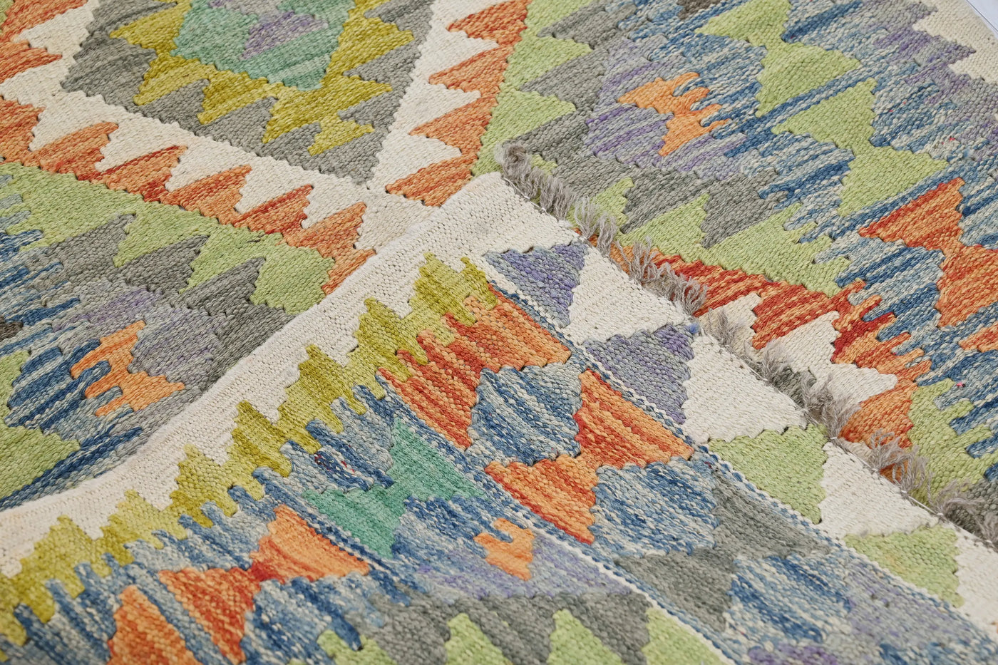 Kilim Afghan Rug – Coral Diamond