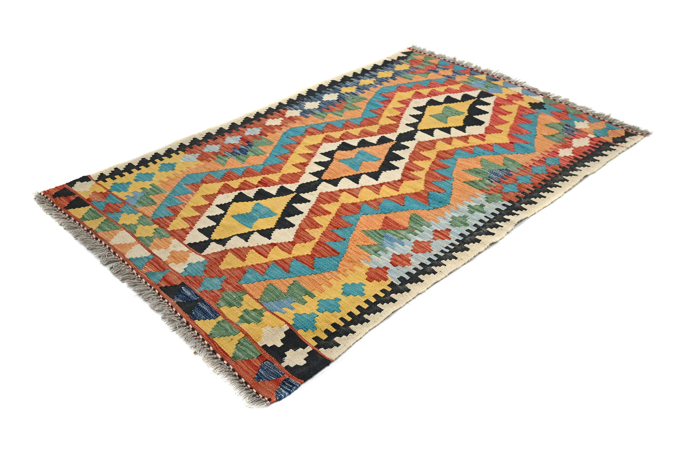 Hand-woven Afghan Kilim Rug, 96 x 148 cm