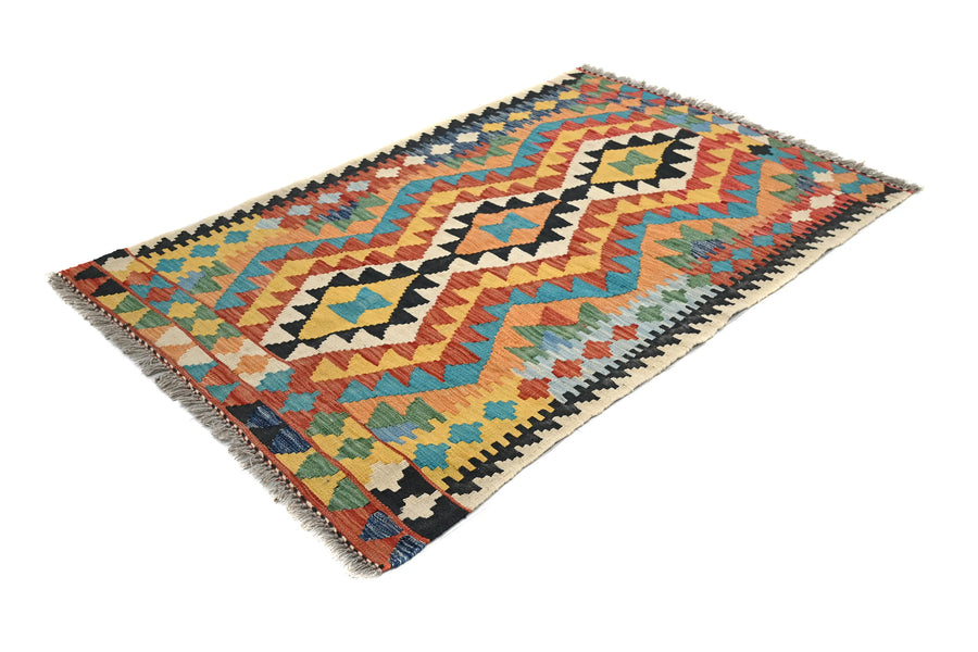 Hand-woven Afghan Kilim Rug, 96 x 148 cm