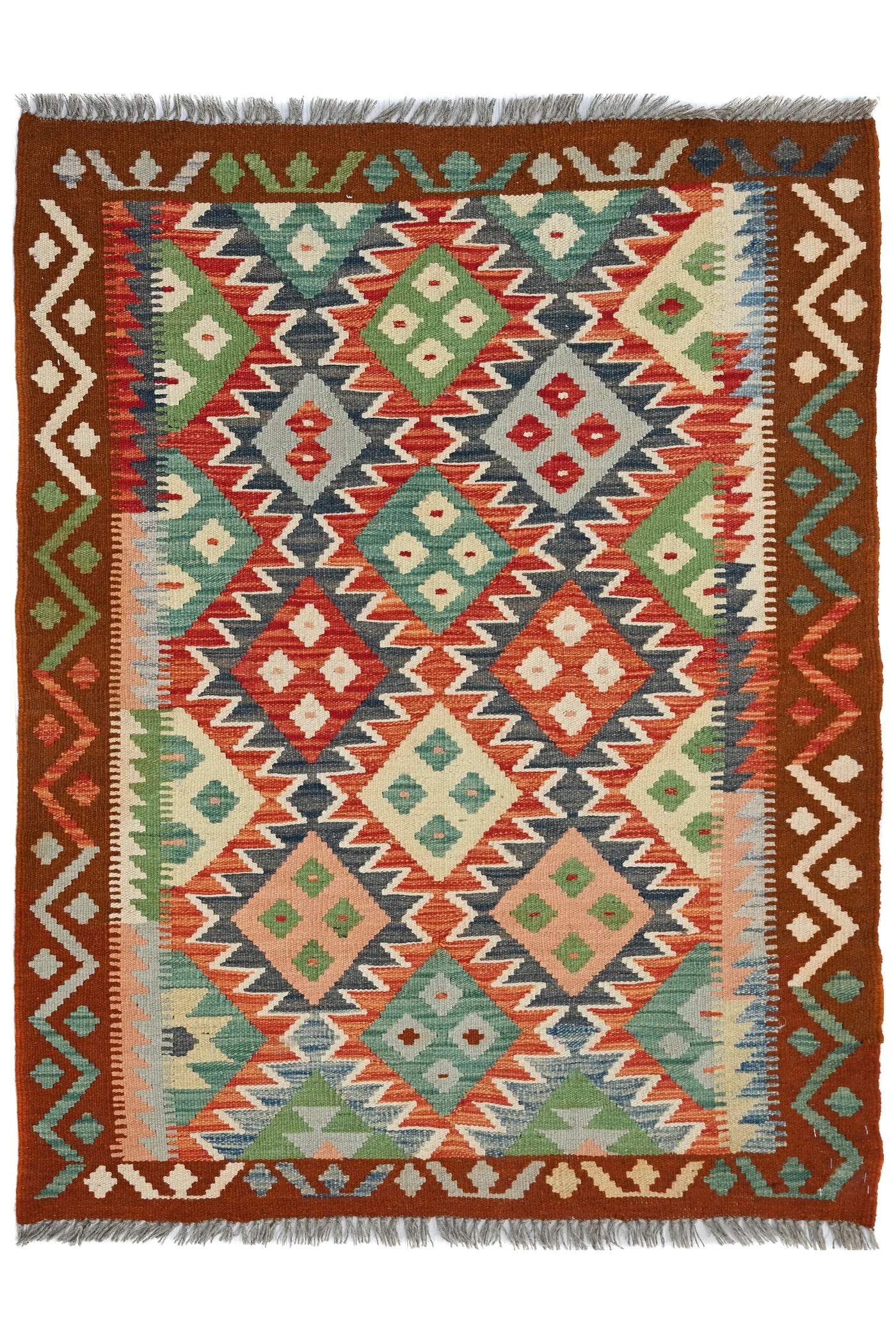 Kilim Afghan Rug – Sapphire Geometry