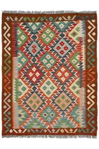Hand-woven Afghan Kilim Rug, 104 x 138 cm