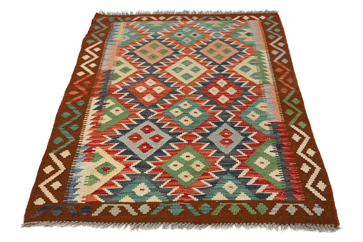 Kilim Afghan Rug – Sapphire Geometry